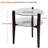 Magnum Modern Two-Tier Round End Table with Tempered Glass Shelves and Rubberwood Legs, Brown-273081496