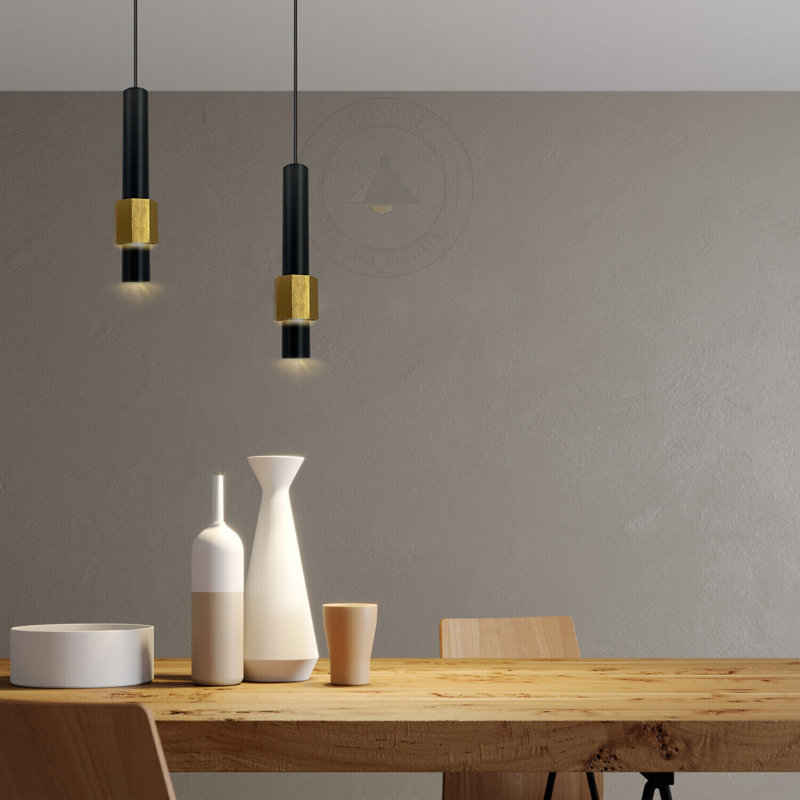 Aylanni 1 - Light LED Geometric Pendant, Black/Gold
