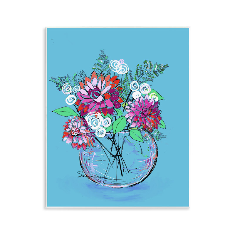 Plaque murale Dahlias dans un vase transparent, design par Susan Lugar