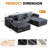 108" L-Shaped/U-Shaped Cloud Modular Sectional Sofa with 2 Ottomans,  Modern Minimalist Corduroy Upholstery Gray Couch, Deep Seat Sofas Compression Couches - No Assembly Required for Living Room-423648675