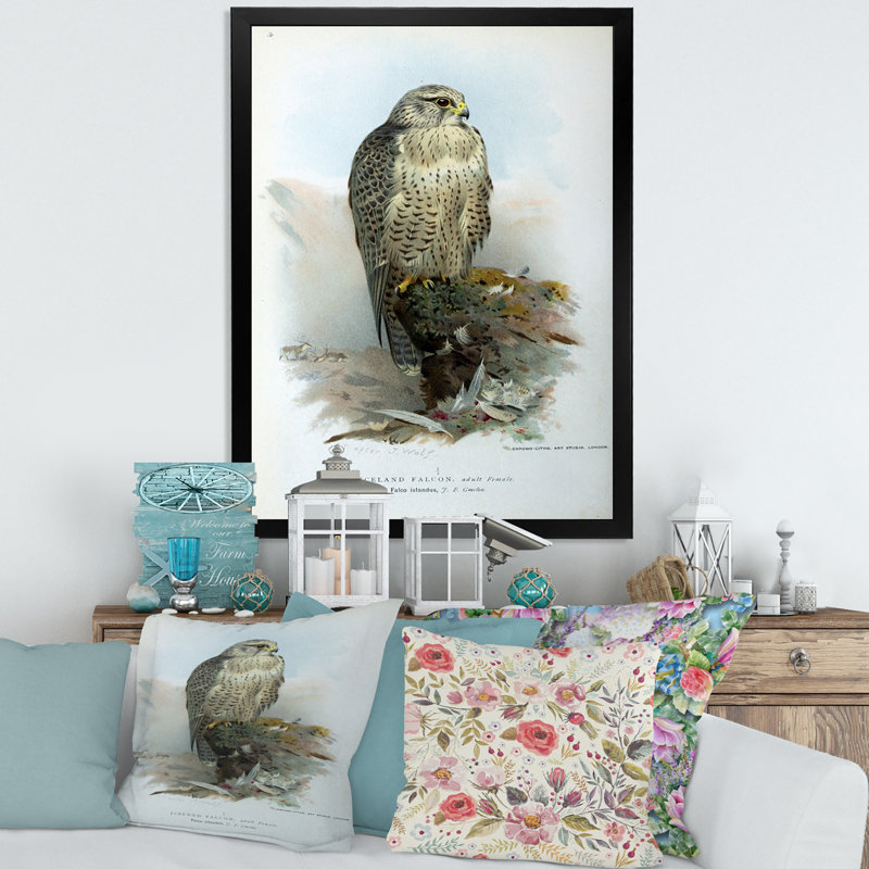 Vie d'oiseau rétro V - peinture sur toile, H 40 po x l 30 po x 1,5 po, Cadre photo noir