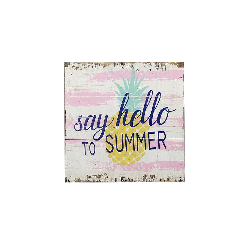 « hello summer », art textuel sur bois