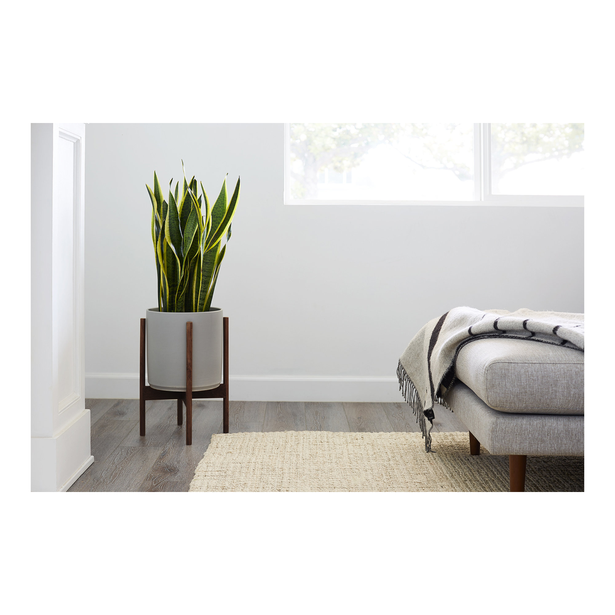 Riverside Handmade Ceramic Pot Planter, Gray/Darkened Teak, 18.25" H x 12.6" W x 12.6" D