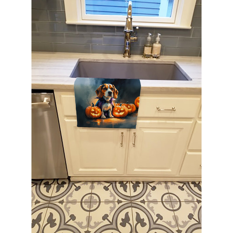 Beagle Puppy Halloween Kitchen Towel, Beagle