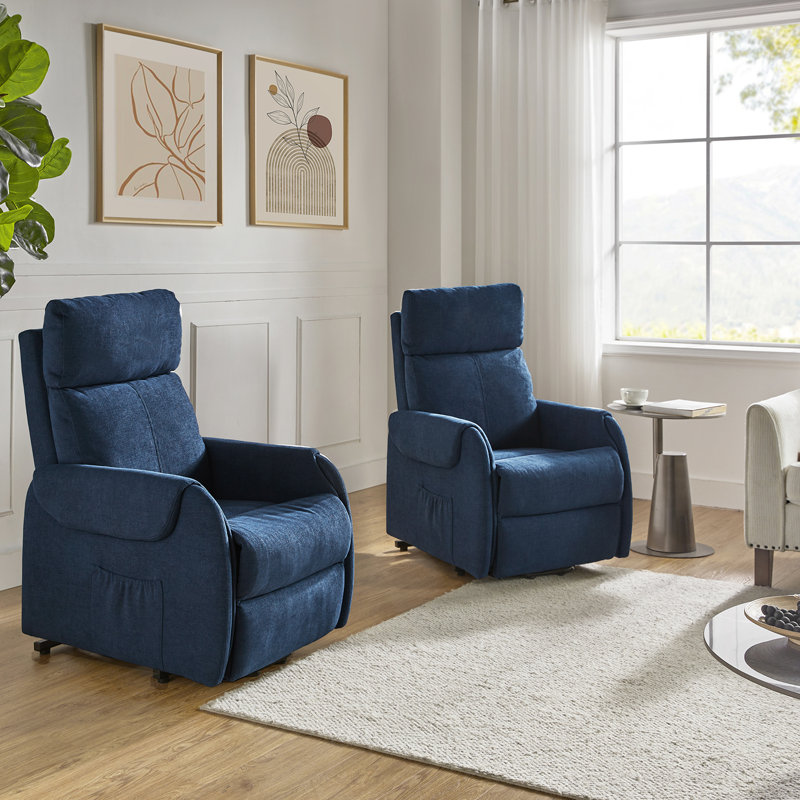 Morin 26" Wide Lift Assist Power Recliner (Set of 2), Navy
