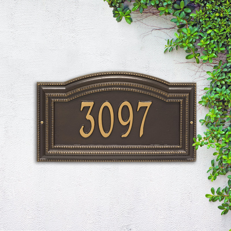 Plaque d'adresse murale 1 ligne Signature Series, Or, Oui, Bronze