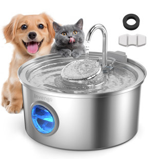 Fontaine pour chat en acier inoxydable, fontaine pour animaux de compagnie 3,2 oz, 108 filtres