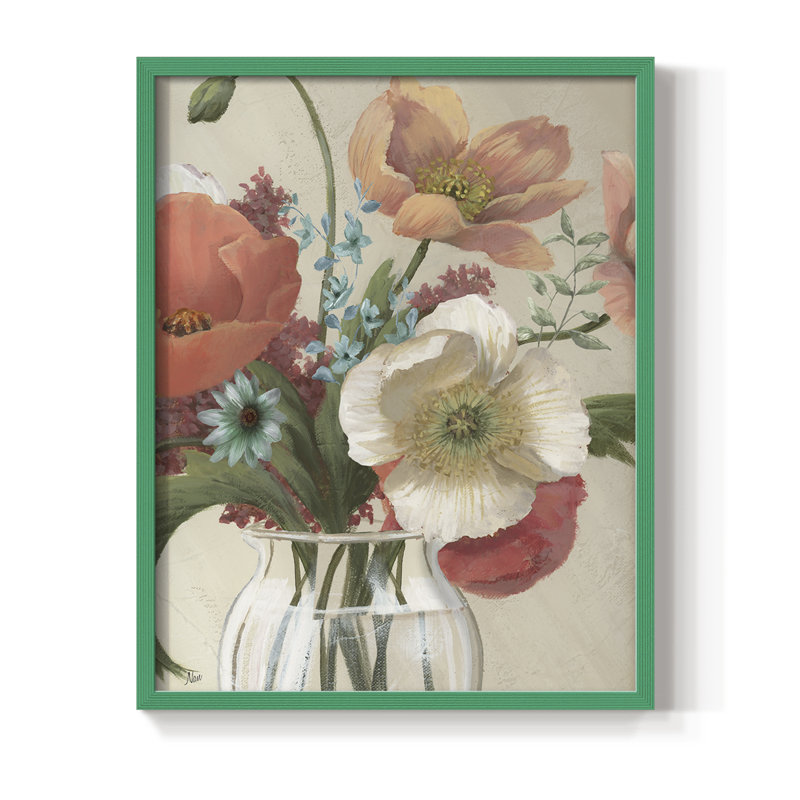 «Poppy Time I», reproduction encadrée - bois massif, H 30 po x l 24 po, Vert