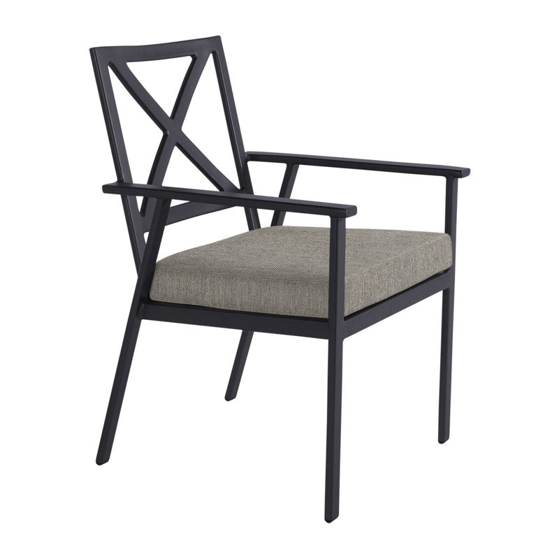 Marin Outdoor Dining Armchair, Graphite, Flagship Stone Sunbrella®