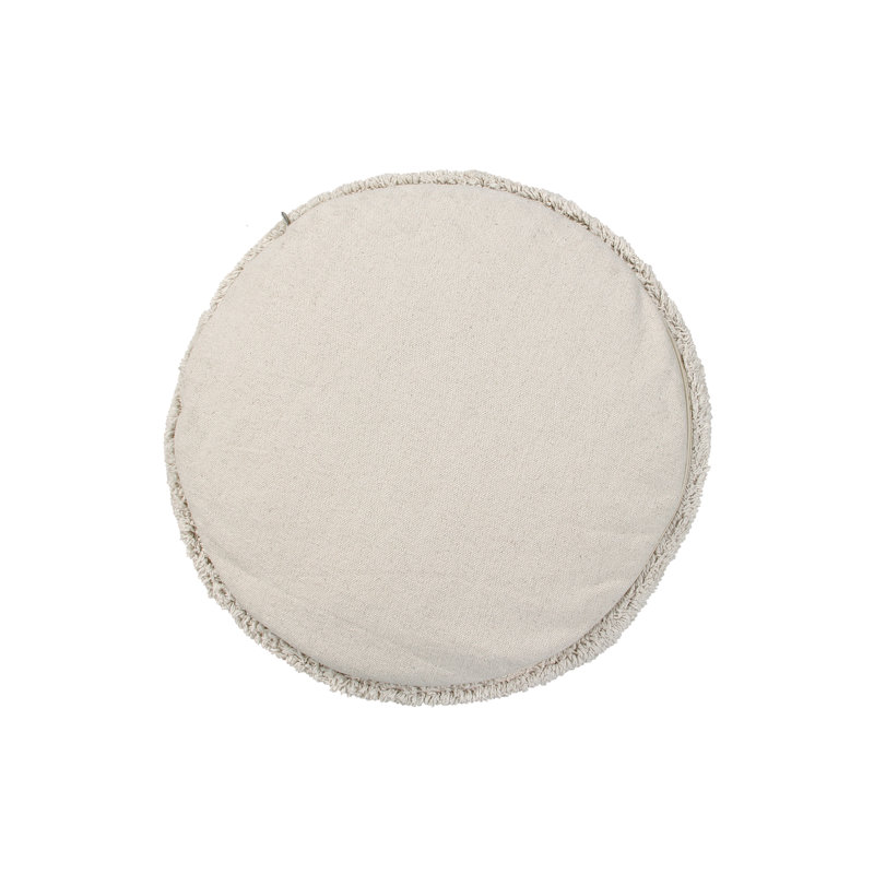 Natural Round Braided Pouf with Removable Washable Cover