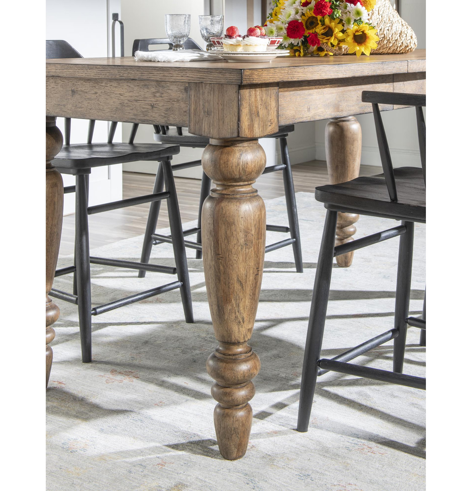 Country Living Oak Dining Table, Brown, 36"H x 60"L x 36"W
