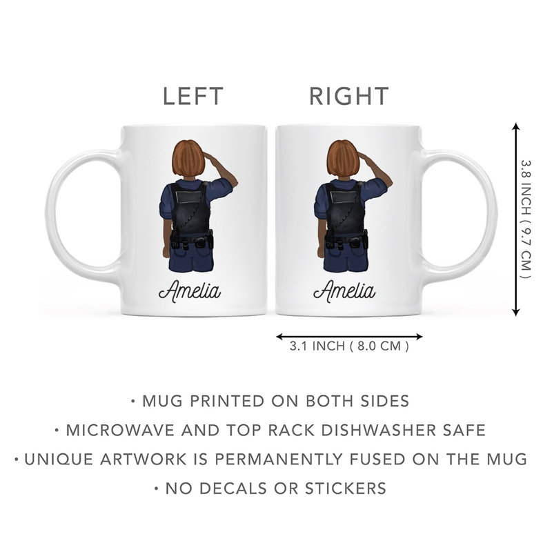 Tasse à café personnalisée, Brun / femme, agent de police 22, Oui