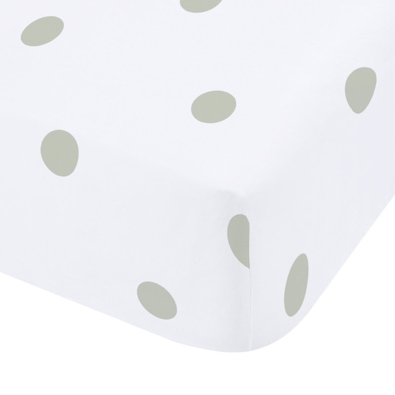 Brushed Polka Dot Cotton Fitted Sheet, Green, Double (4'6)
