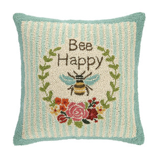  Bee Happy Hook Wool Throw Pillow