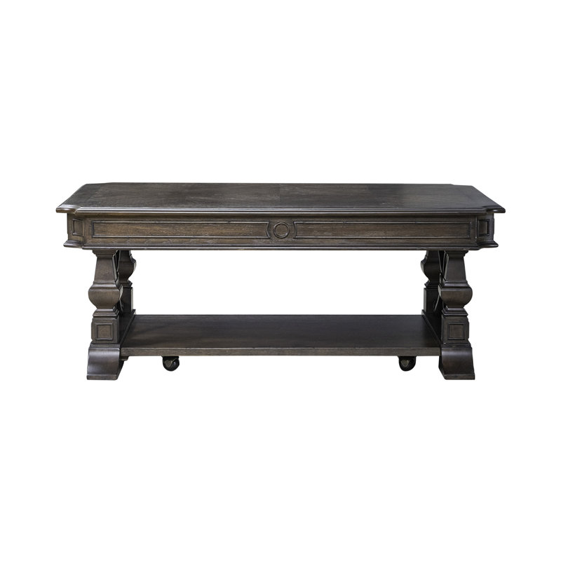 Table basse Dillmon avec tablette inférieure ouverte et roulettes