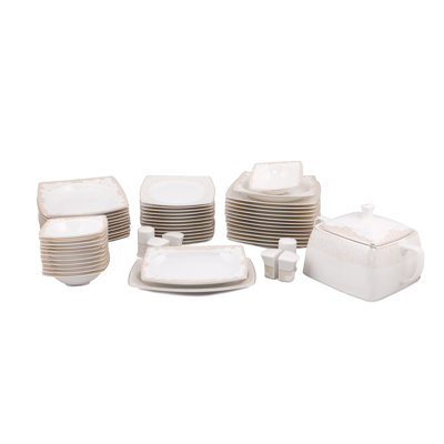 Sotelo Porcelain China Dinnerware Set 61 Piece - Service for 12