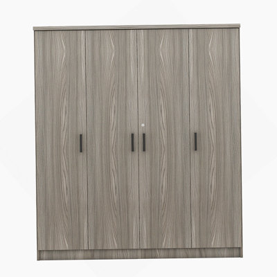 Garde-robe à 4 portes avec tiroir, gris