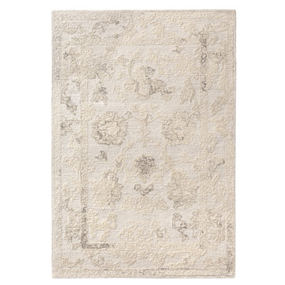Marlyn Traditional Filigree Bordered Hand-Tufted Wool Indoor Area Rug