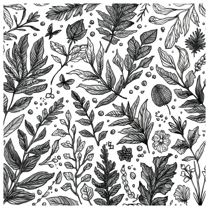 Coussins décoratifs noirs Botanical Illustration, 14 X 14 pouces