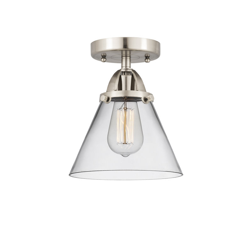 Plafonnier semi-encastré en verre à DEL, H 9,5 po x l 7,75 po x P 7,75 po, Transparent, Nickel satiné brossé