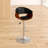 Allin Swivel Adjustable Height Bar Stool with Open Back in Faux Leather, Walnut Wood and Chrome-977653125
