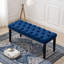Heng Ming Banquette rembourrée capitonnée, velours, banc de salle à manger, banc de chambre, repose-pieds, banc d'appoint, entrée, salon, bleu-565242160