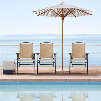 Baber Patio Folding Chair Deck Sling Back Chair Camping Garden Pool Beach Using Chairs Space Saving Set of 2 by Arlmont & Co.