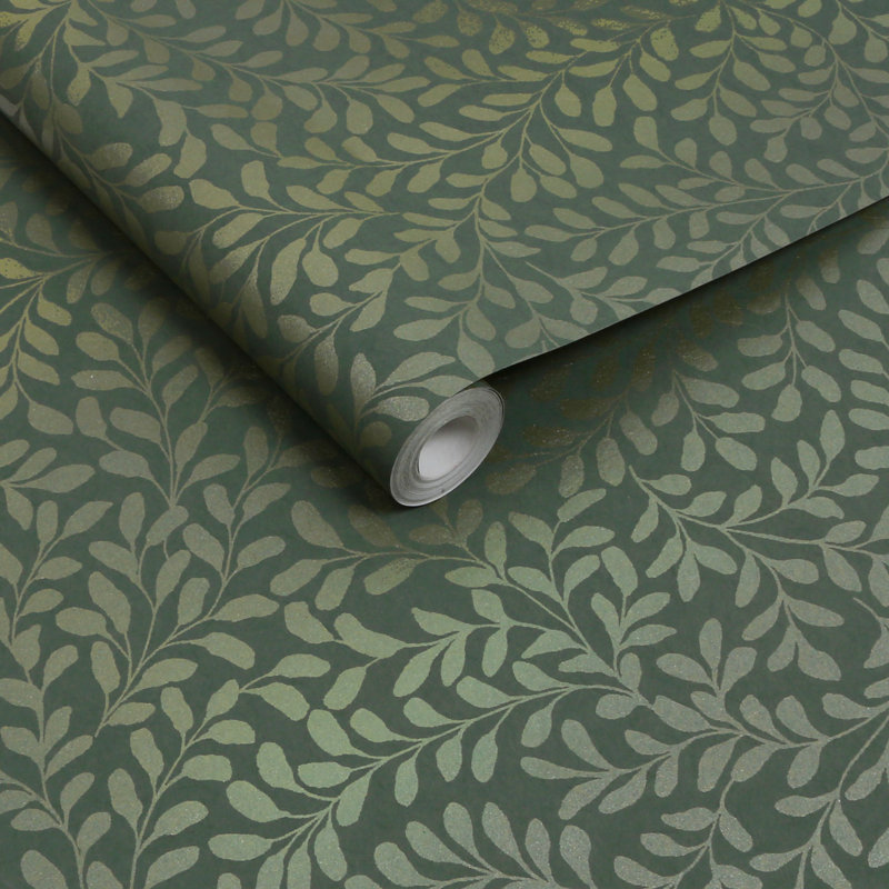  Gilded Leaf Olive Wallpaper