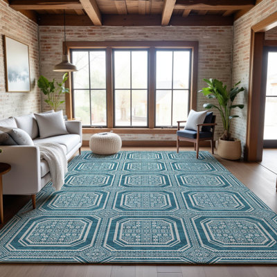 Tapis géométrique de qualité supérieure lavable à la machine Sykora AMF1451