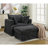 Oversized Corduroy Chaise Longue With Ottoman-1119530559