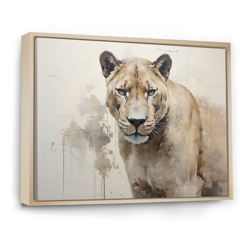 Minimalisme panthère élégante sur toile, Cadre naturel flottant, H 24 po x l 32 po x P 1 po