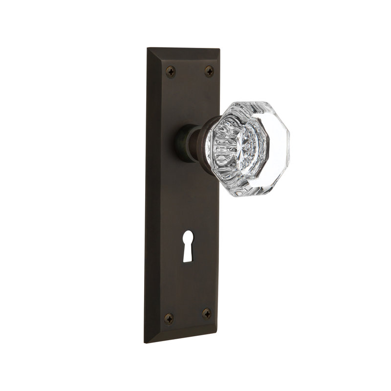New York Plate with Decorative Keyhole and Waldorf Door Knob, Oil-Rubbed Bronze