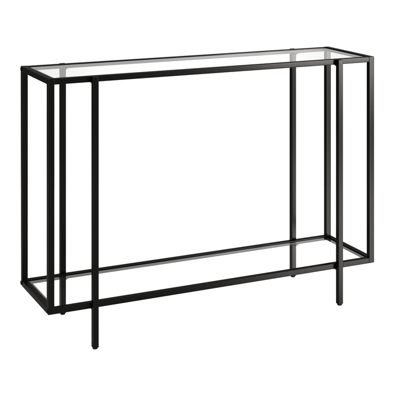 Ismir Glass Top Console Table, Black Bronze
