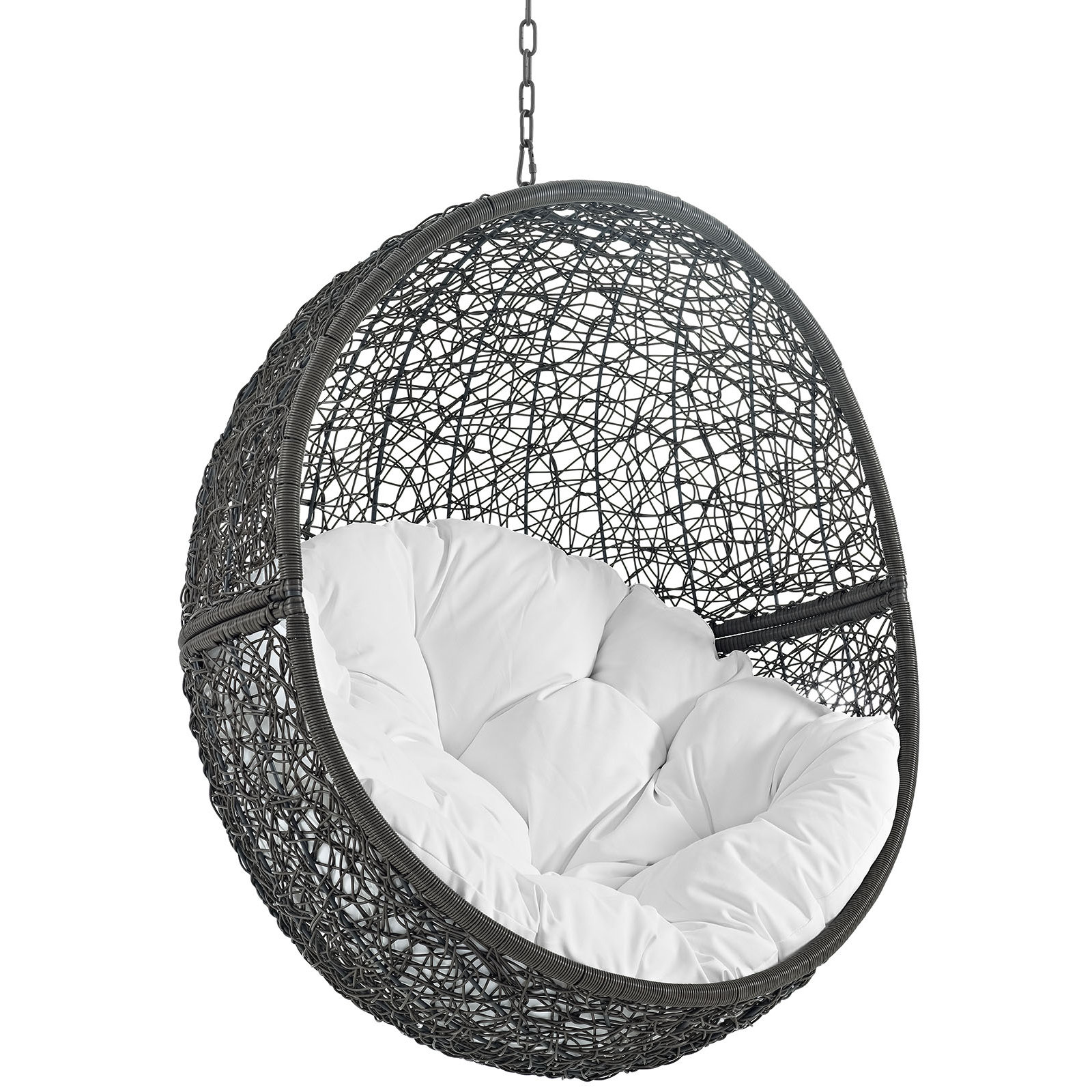 Modway Hide Outdoor Patio Swing Chair Without Stand, Gray/White