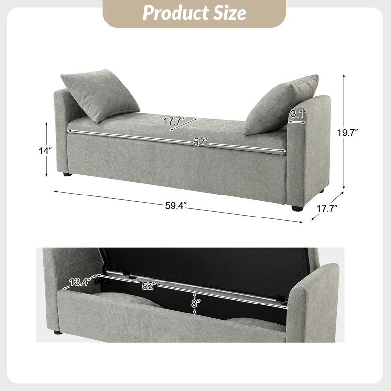 Banc de rangement Aristides, Gris