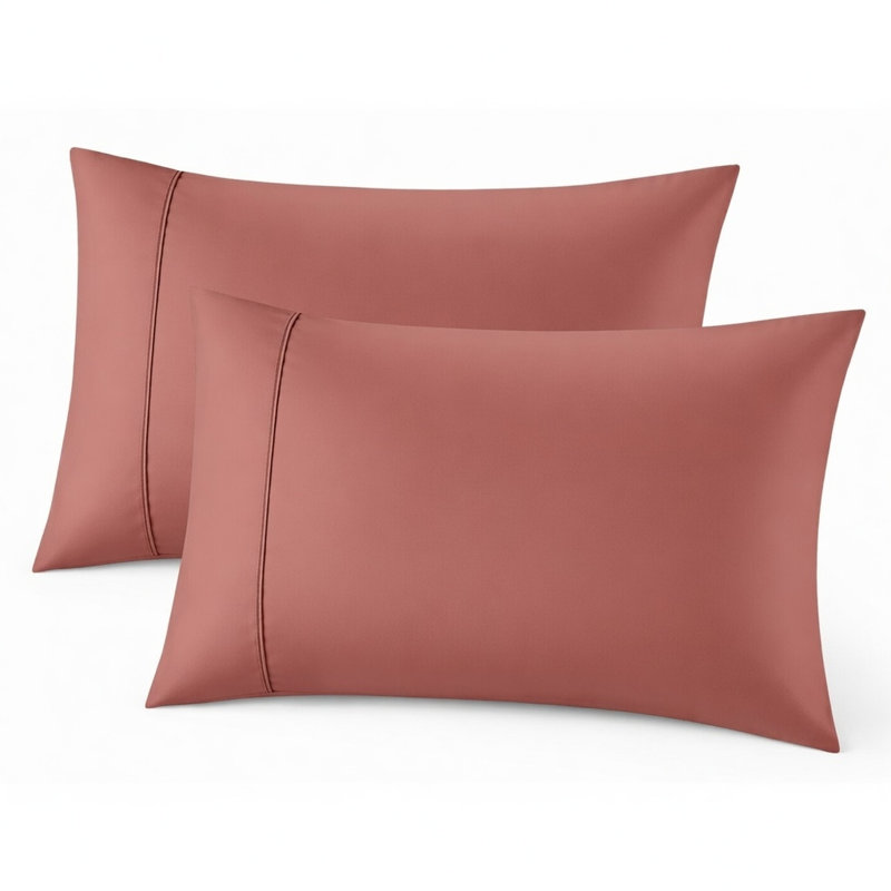 Cooling Bamboo Pillowcases, Set of 2 – Ultra Soft & Breathable, Queen, Salmon