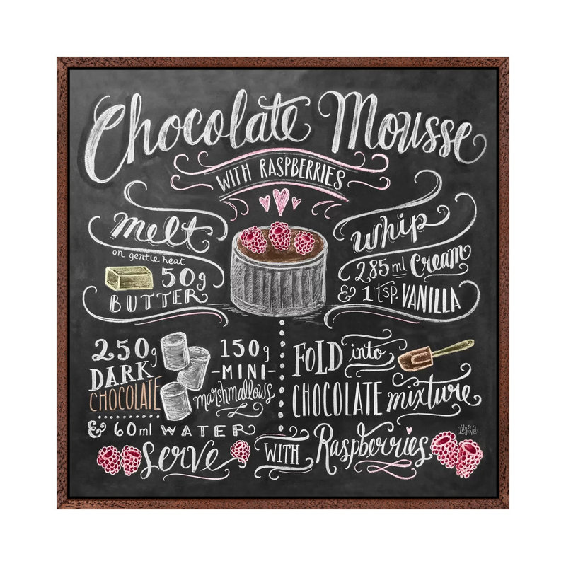 Chocolate Mousse Recipe - Print on Canvas, 66.04cm H x 66.04cm W x 3.81cm D, Classic Brown Wood Floater Framed