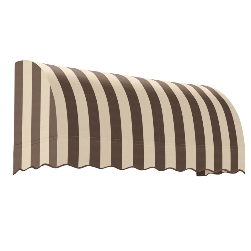 Awntech Savannah Acrylic Fabric Fixed Awning, Brown/Tan Stripe, 44" H x 64.5" W x 36" D
