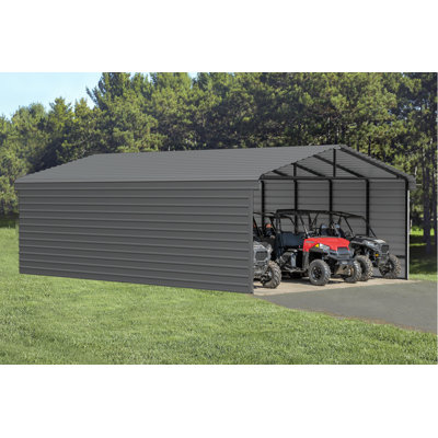 Steel Carport With 3 Wall Kits, 20X29X07