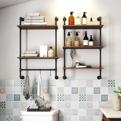 3 tablettes murales 3 niveaux et 2 tablettes murales en bois 36in