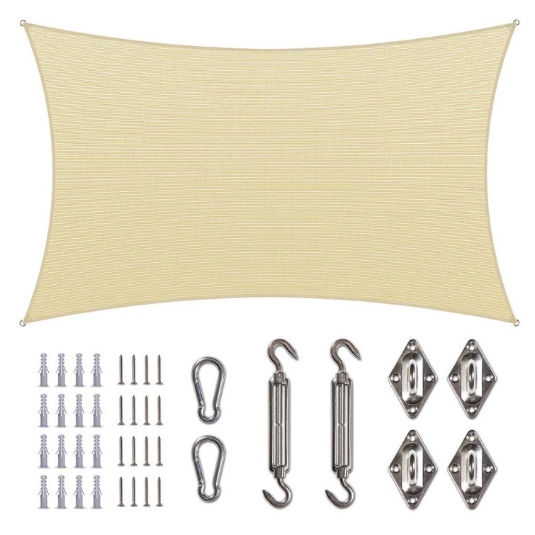 Amgo Customize Rectangle Shade Sail - 200 GSM, 95% UV Blockage with Hardware Kit