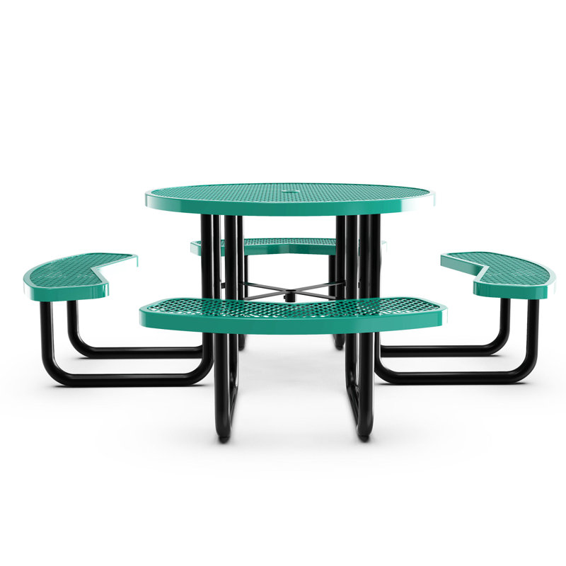 Table de pique-nique d'extérieur en métal de qualité commerciale, Vert
