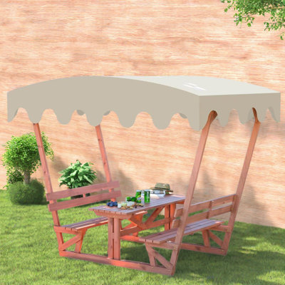 Table de pique-nique extérieure imperméable avec auvent amovible et plateau de table généreux