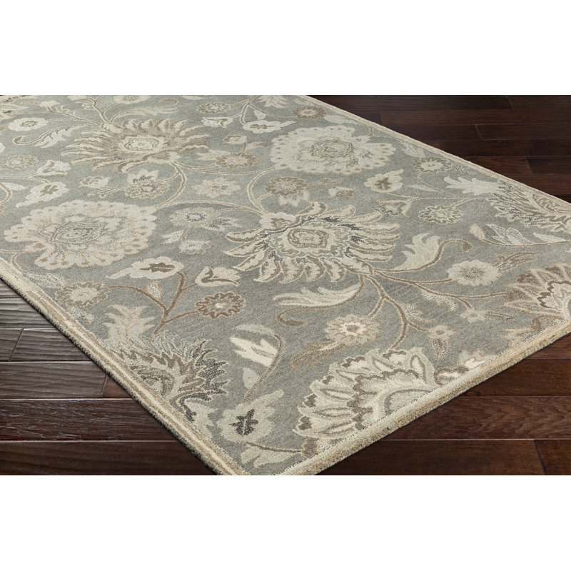 Applegate Floral Hand-Tufted Wool Taupe/Camel/Gray Area Rug, Rectangle 7'6" x 9'6"