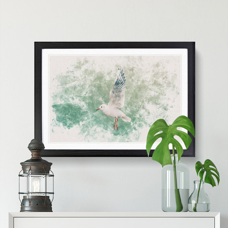 Seagull - Picture Frame Painting Print, Black Framed, 33cm H x 45cm W x 2cm D