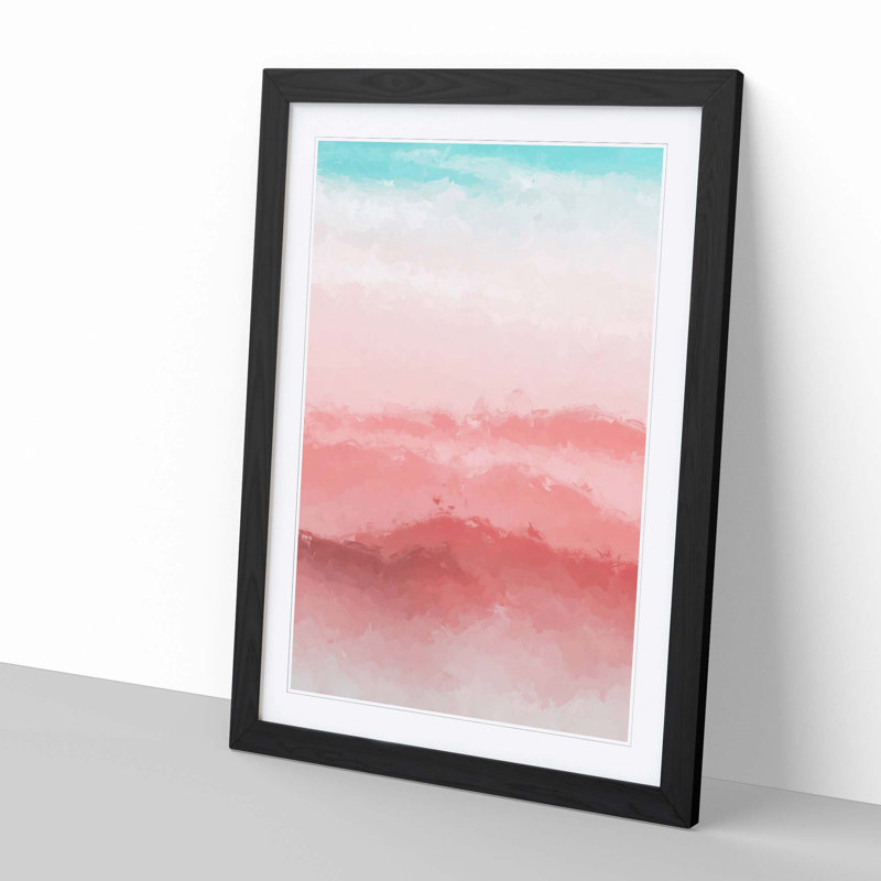 Pink Mountains in Abstract - Framed Print, 76cm H x 50cm W x 2cm D, Black