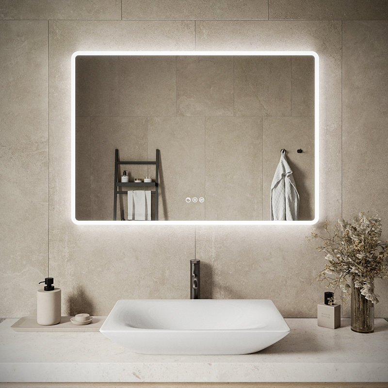 Streamline Rectangular Frameless LED Bathroom Vanity Mirror with Defogger, Dimmability, Color Temperature Change