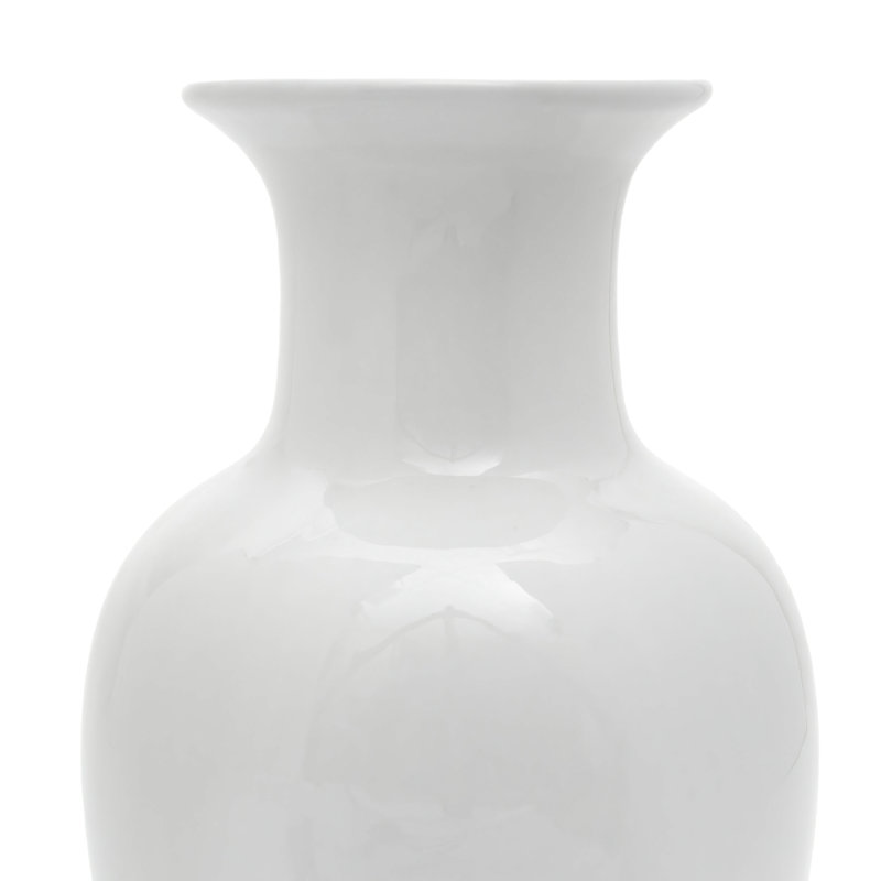 Vase de table en porcelaine Aneekha, Blanc, H 18 po x l 8,25 po x P 8,25 po