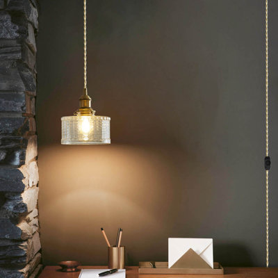 Luminaire suspendu en laiton 1 lumière