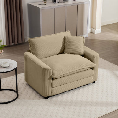 Canapé moderne à assise profonde en tissu velours côtelé moderne avec un coussin, plusieurs occasions club
